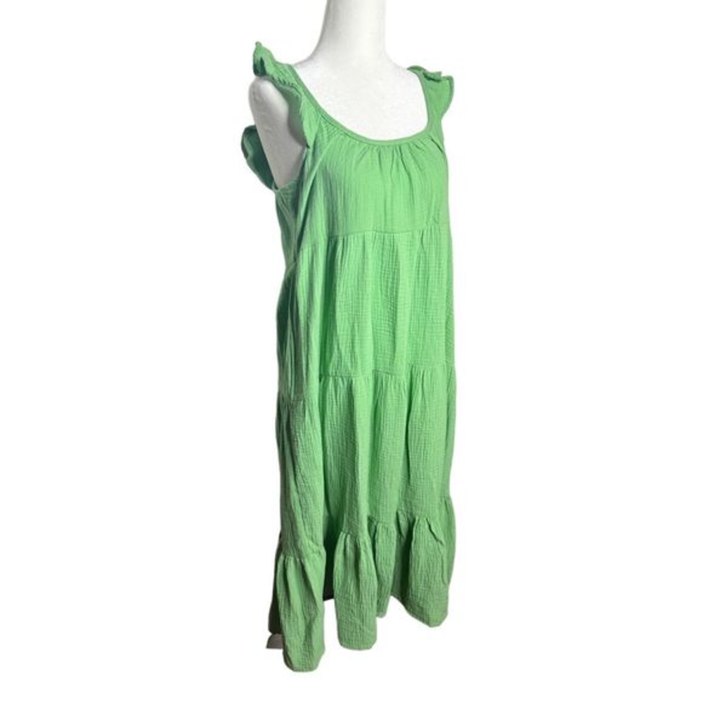 Marine Layer Jude Flutter Sleeve Jade Sheen Midi Dress Sz‎ Large Women's